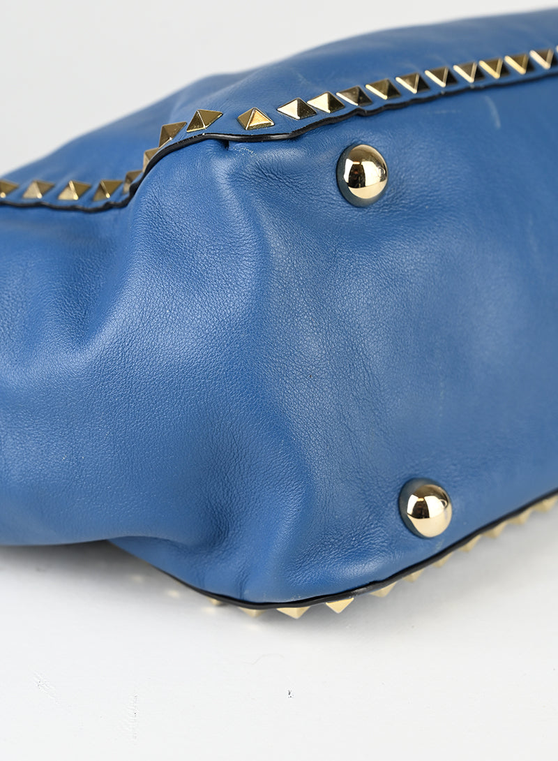 Valentino Borsa Rockstud in pelle blu