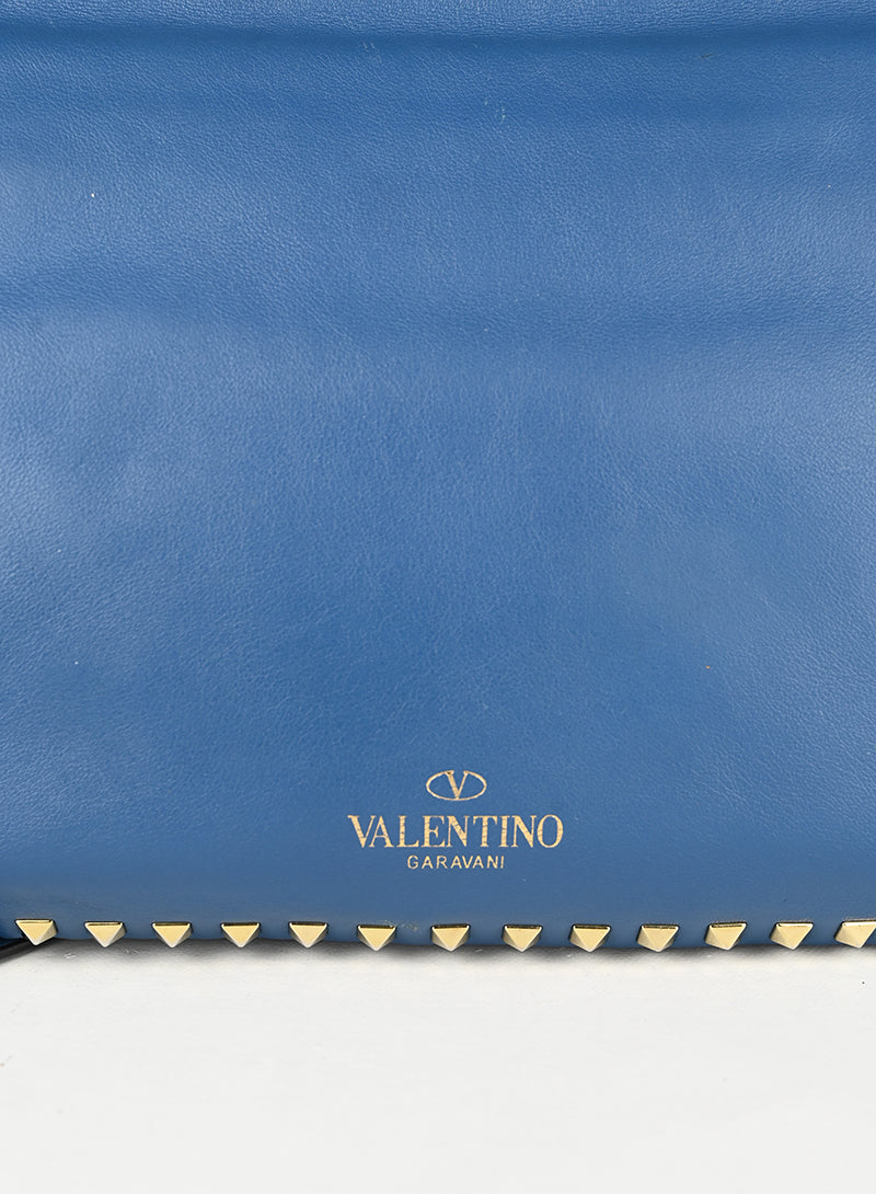Valentino Borsa Rockstud in pelle blu