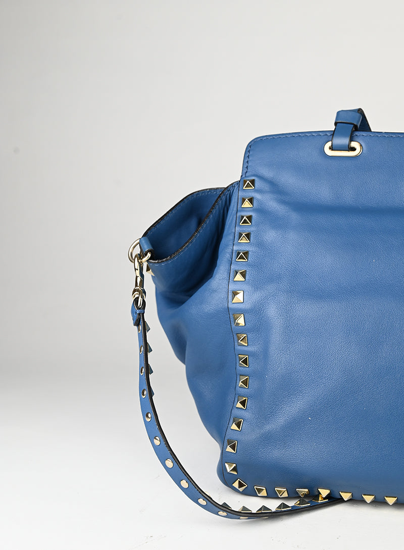 Valentino Borsa Rockstud in pelle blu