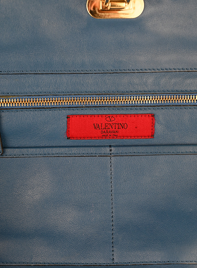 Valentino Borsa Rockstud in pelle blu