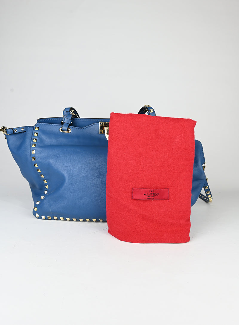 Valentino Borsa Rockstud in pelle blu