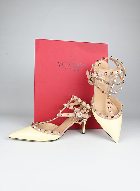 Valentino Décolleté Rockstud in pelle panna - N. 38 ½