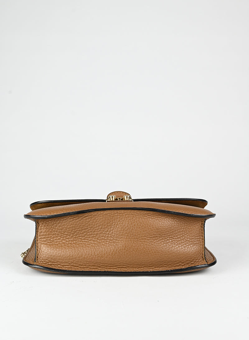 Valentino Borsa Rockstud Glam Lock in pelle marrone