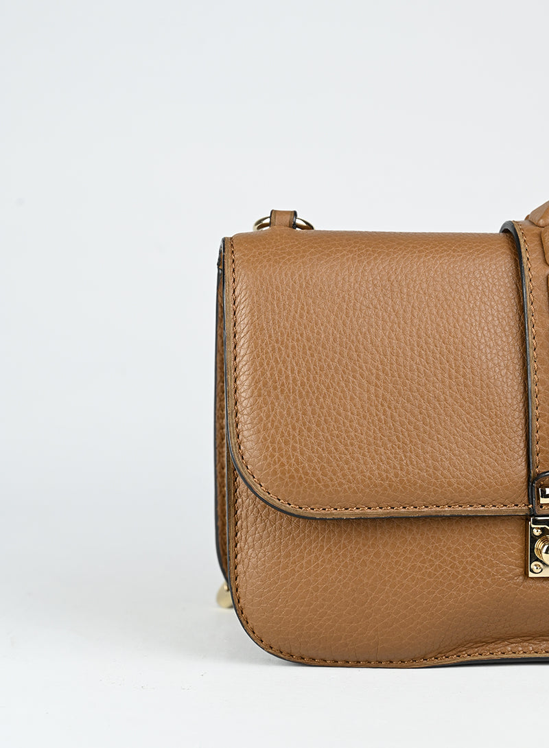 Valentino Borsa Rockstud Glam Lock in pelle marrone