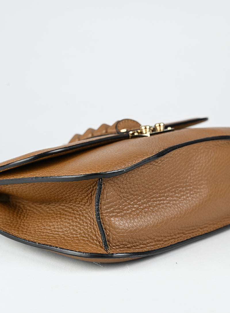 Valentino Borsa Rockstud Glam Lock in pelle marrone