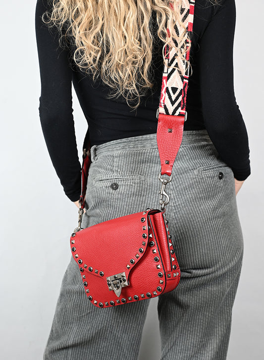 Valentino Borsa Guitar Rockstud in pelle rossa