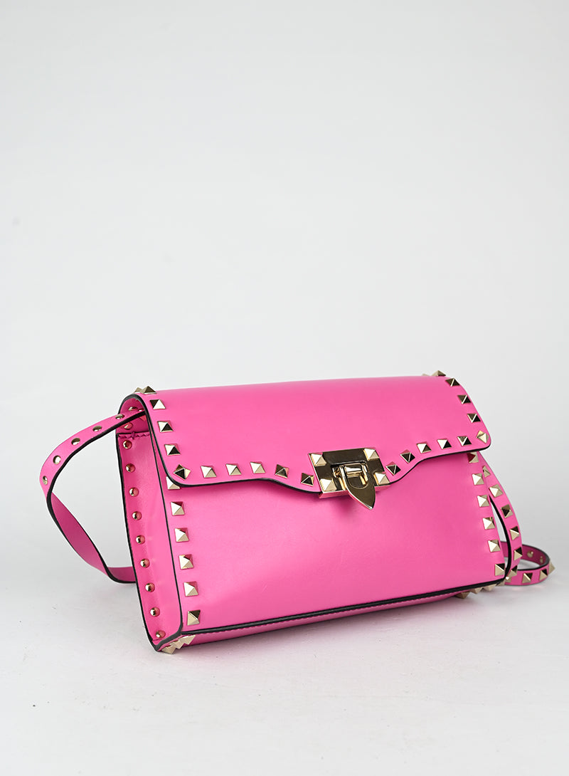 Valentino Borsa Rockstud in pelle rosa
