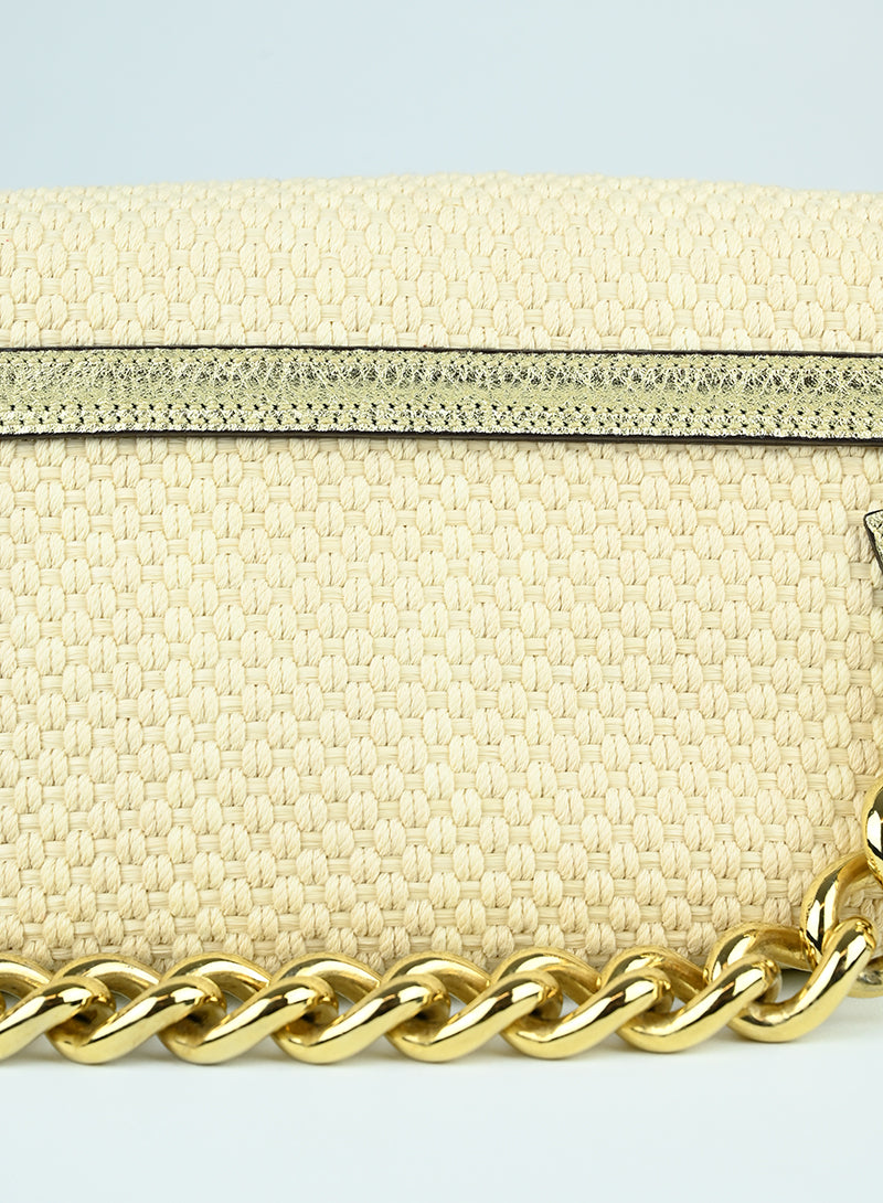 Versace Borsa a spalla in Tricot panna