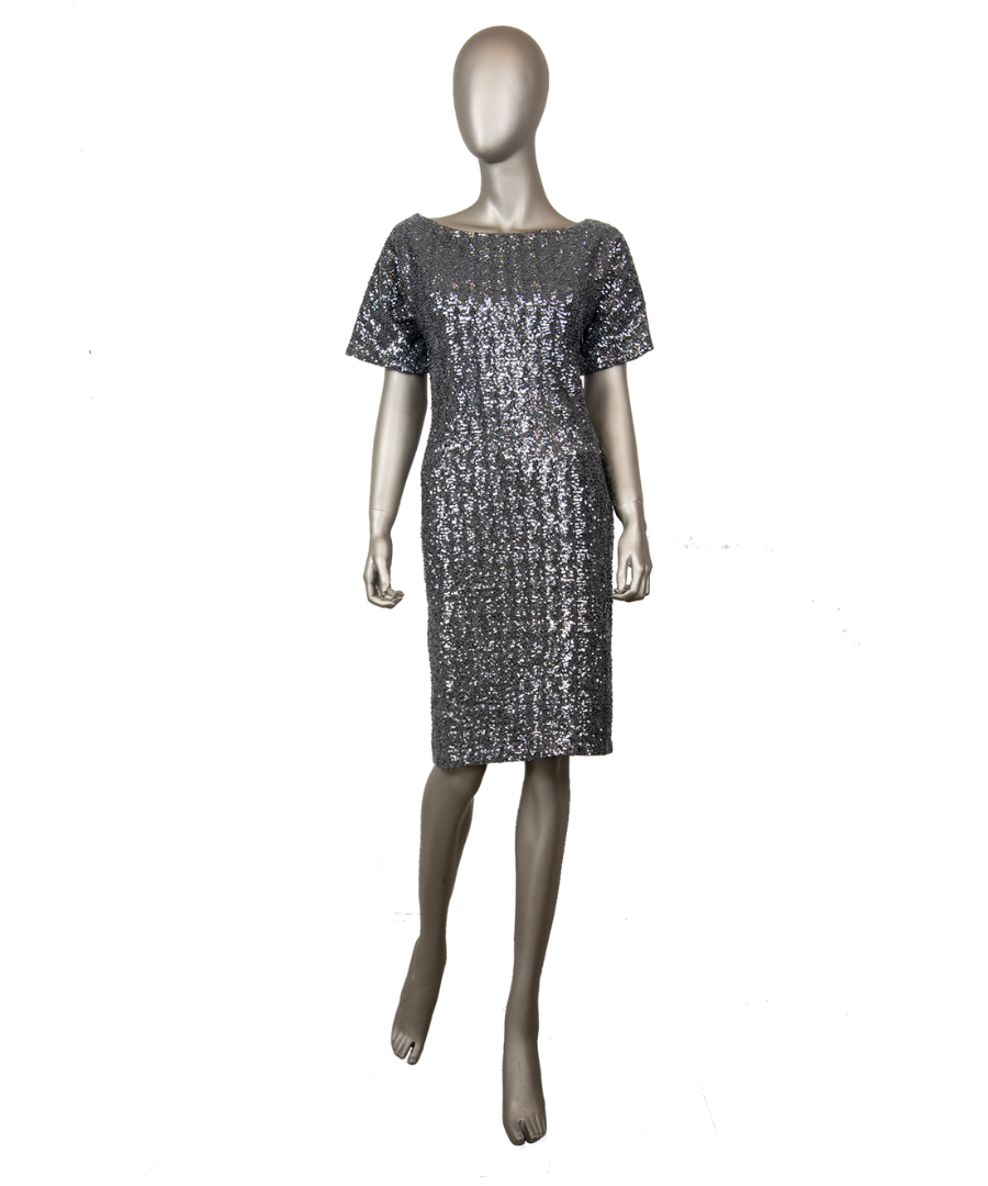 N°21 Abito con pailettes argento a maniche corte - Tg. 40 - lesleyluxuryvintage