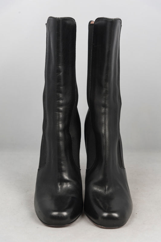 ALAÏA Stivaletti in pelle nera con fascia elastica - N. 39 -  lesleyluxuryvintage