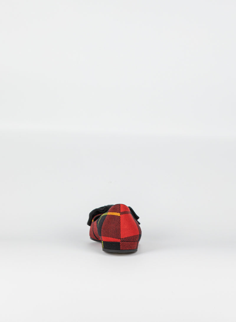 Prada Ballerine in tartan rosso con fiocco - N. 36 ½