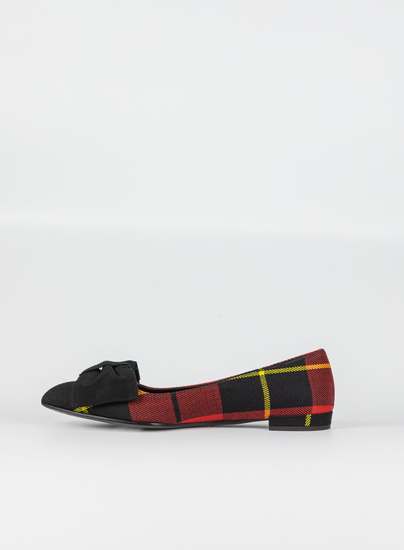 Prada Ballerine in tartan rosso con fiocco - N. 36 ½