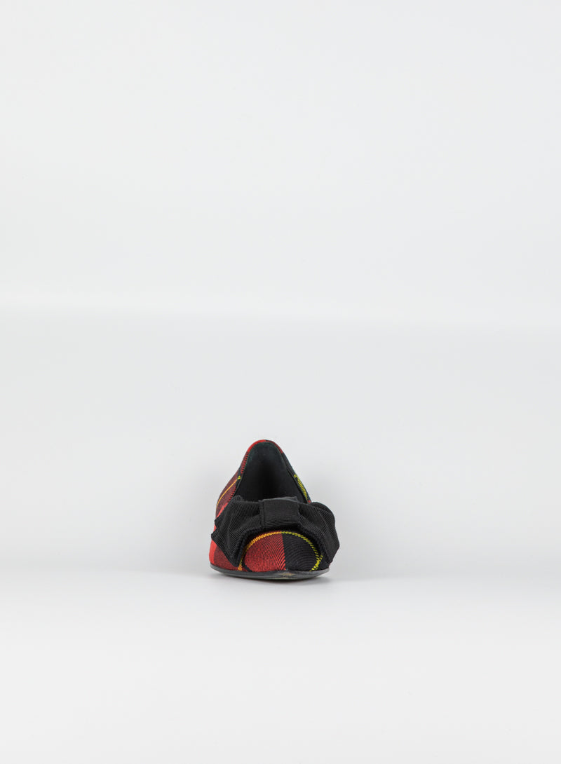 Prada Ballerine in tartan rosso con fiocco - N. 36 ½