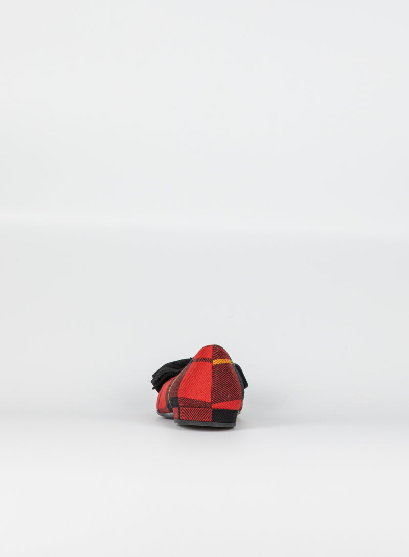 Prada Ballerine in tartan rosso con fiocco - N. 36 ½
