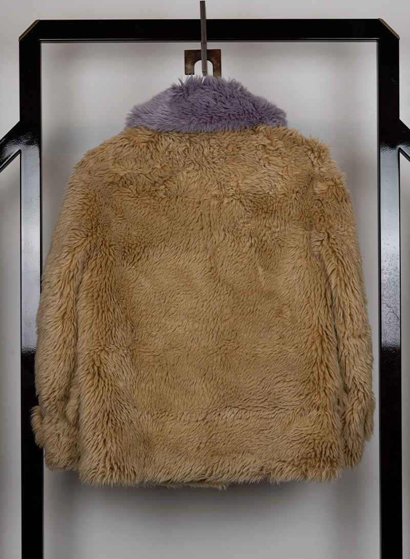 Miu Miu Beige and lilac teddy coat - Size. 38