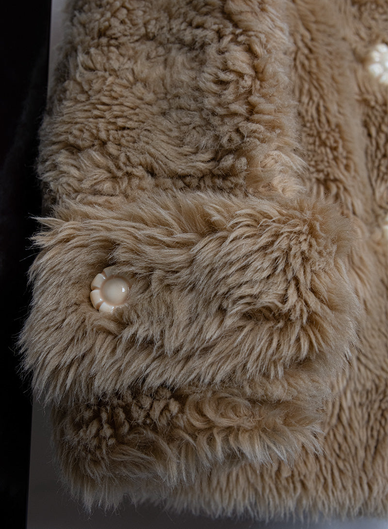 Miu Miu Beige and lilac teddy coat - Size. 38