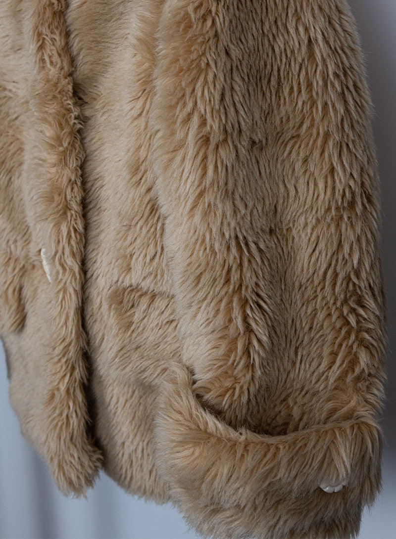 Miu Miu Beige and lilac teddy coat - Size. 38