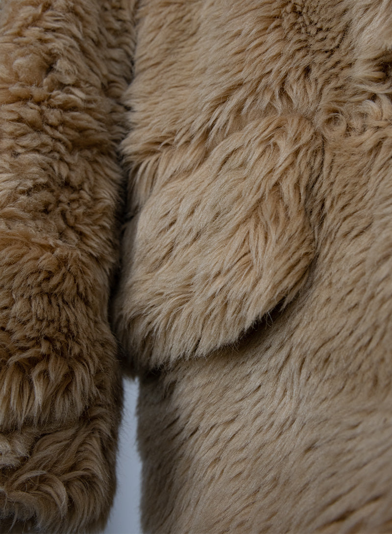 Miu Miu Beige and lilac teddy coat - Size. 38