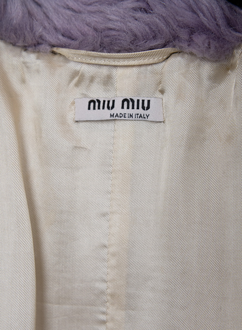 Miu Miu Beige and lilac teddy coat - Size. 38