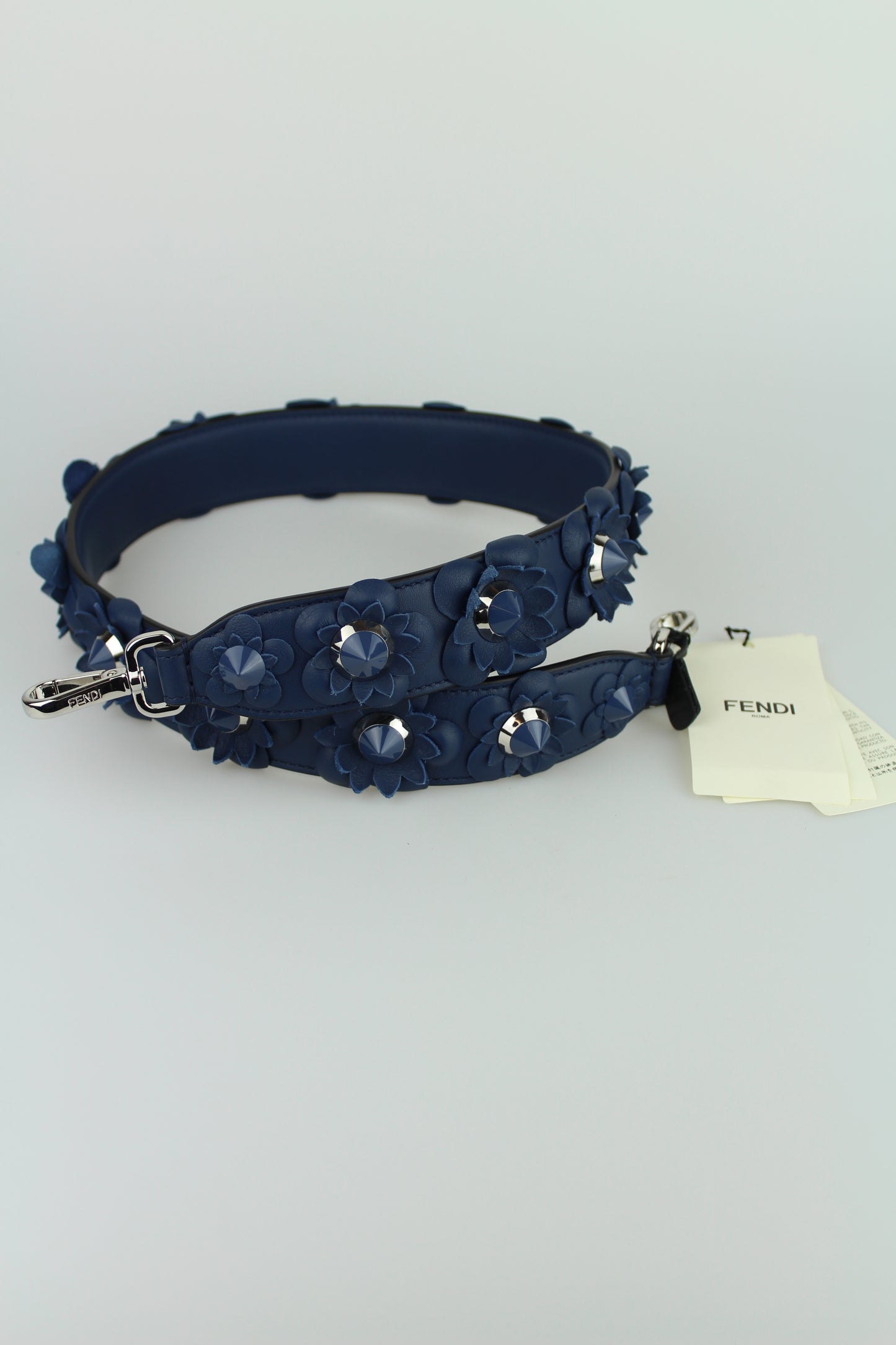 Fendi Shoulder bag strap in blue leather with flowers