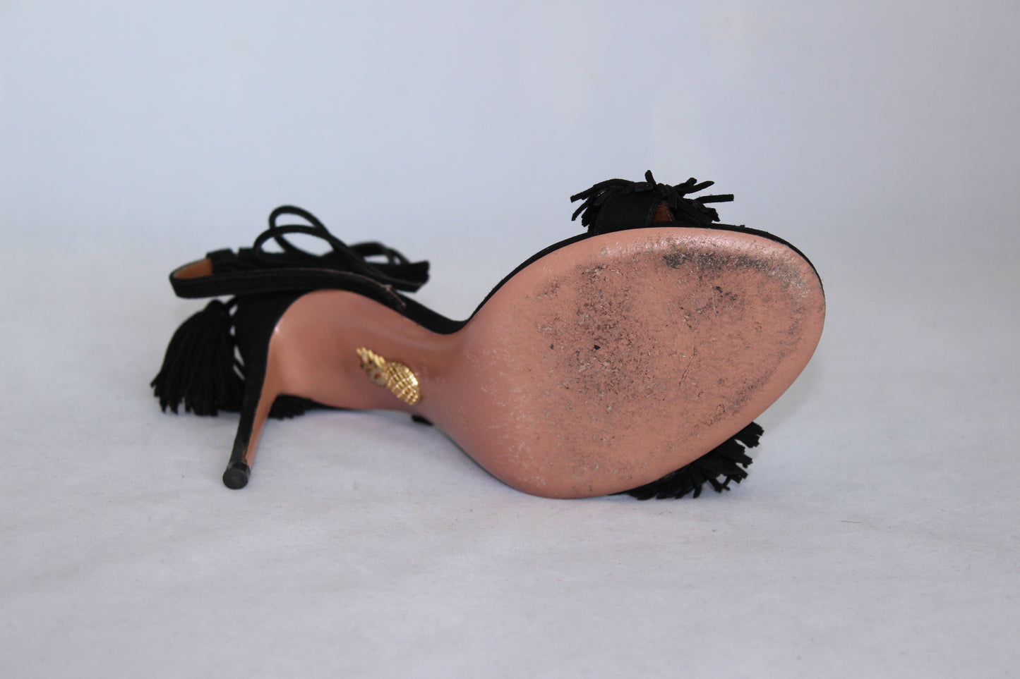 Aquazzurra Sandali Wild Things neri con frange - N. 36 ½ - lesleyluxuryvintage