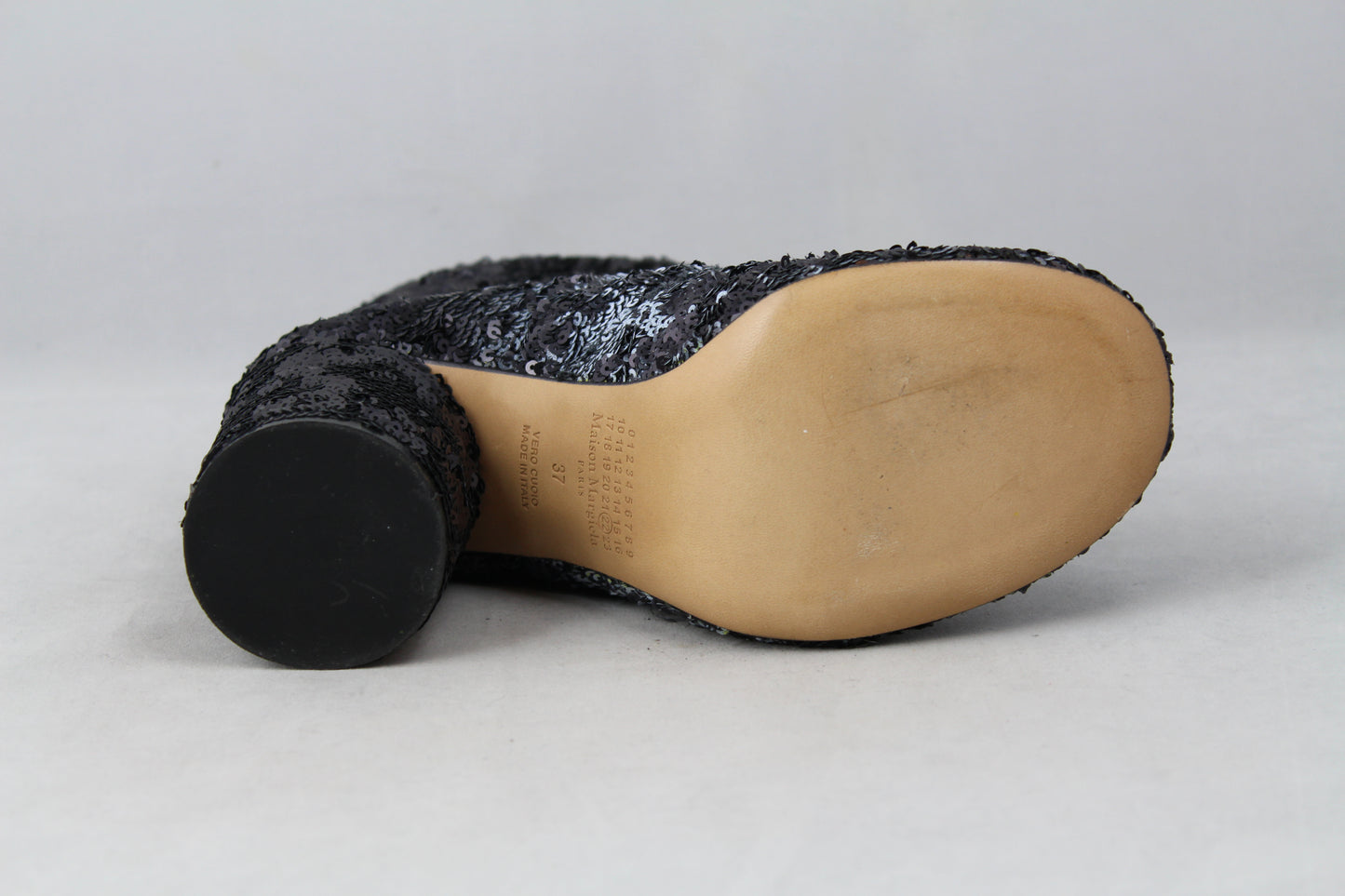 Martin Margiela Tronchetto con paillettes blu sfumate - N. 37 - lesleyluxuryvintage