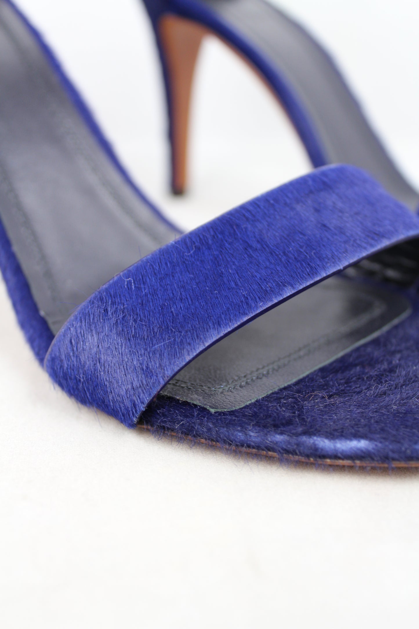 Celine Sandali con tacco in cavallino blu con cinturino - N. 40