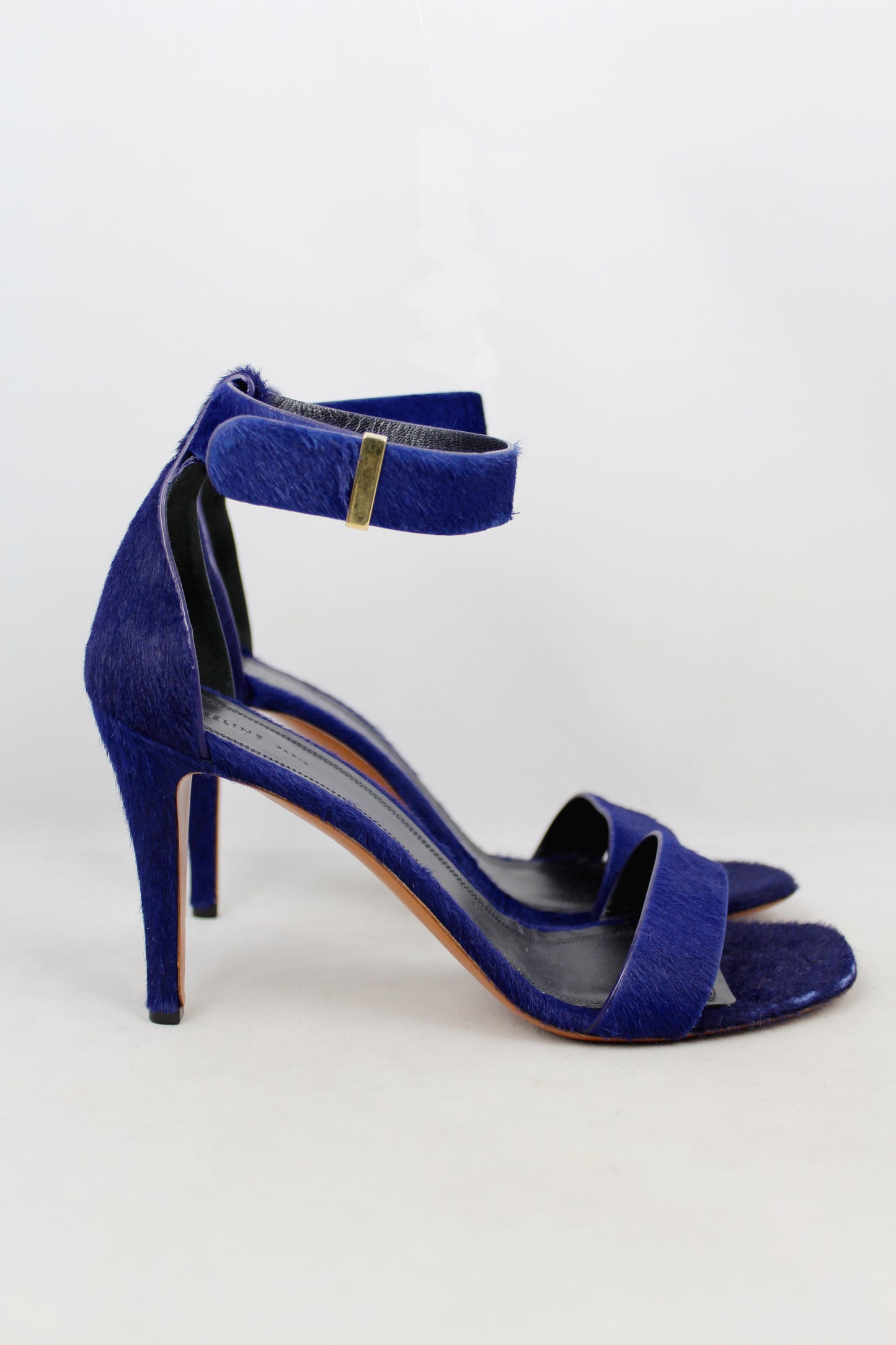 Celine Sandali con tacco in cavallino blu con cinturino - N. 40