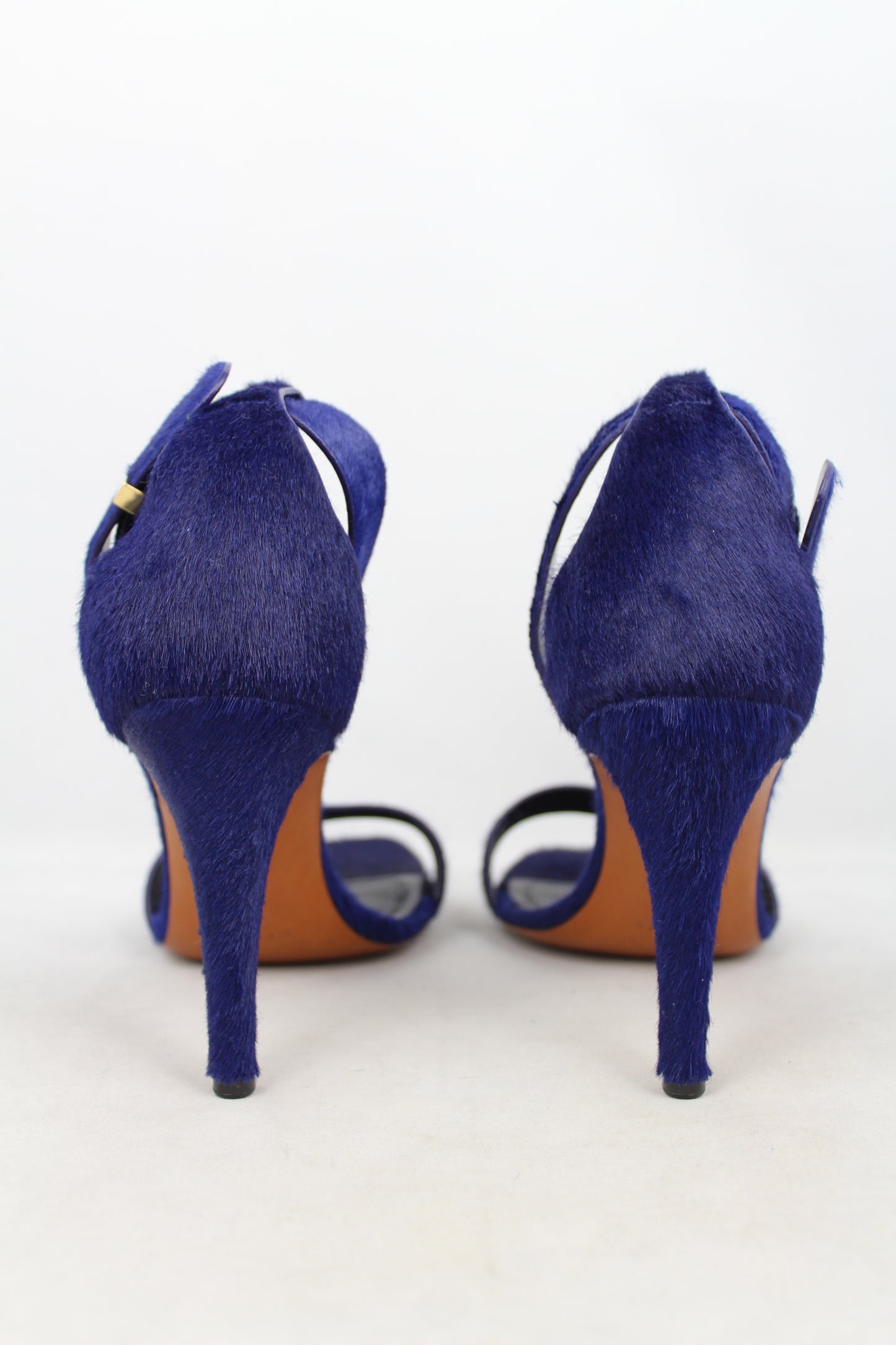 Celine Sandali con tacco in cavallino blu con cinturino - N. 40