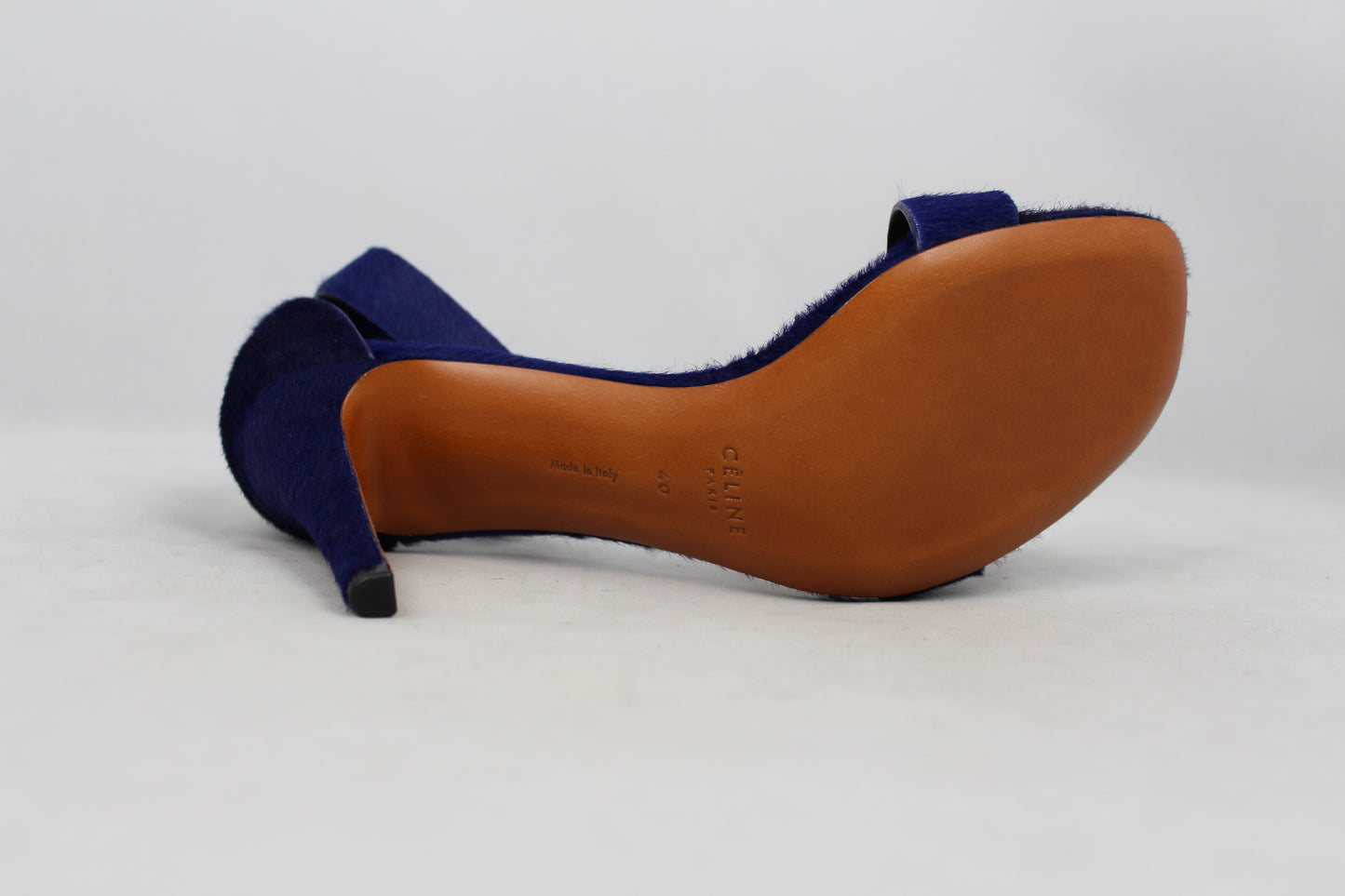 Celine Sandali con tacco in cavallino blu con cinturino - N. 40