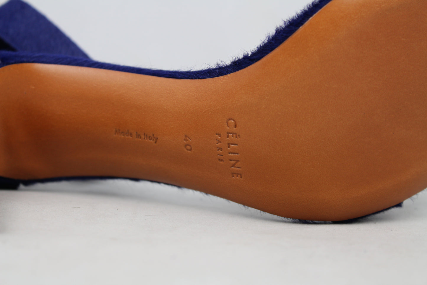 Celine Sandali con tacco in cavallino blu con cinturino - N. 40