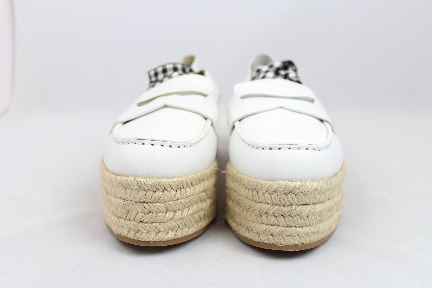 Miu Miu Scarpe Espadrillas platform in pelle bianca con lacci - N. 38 - lesleyluxuryvintage