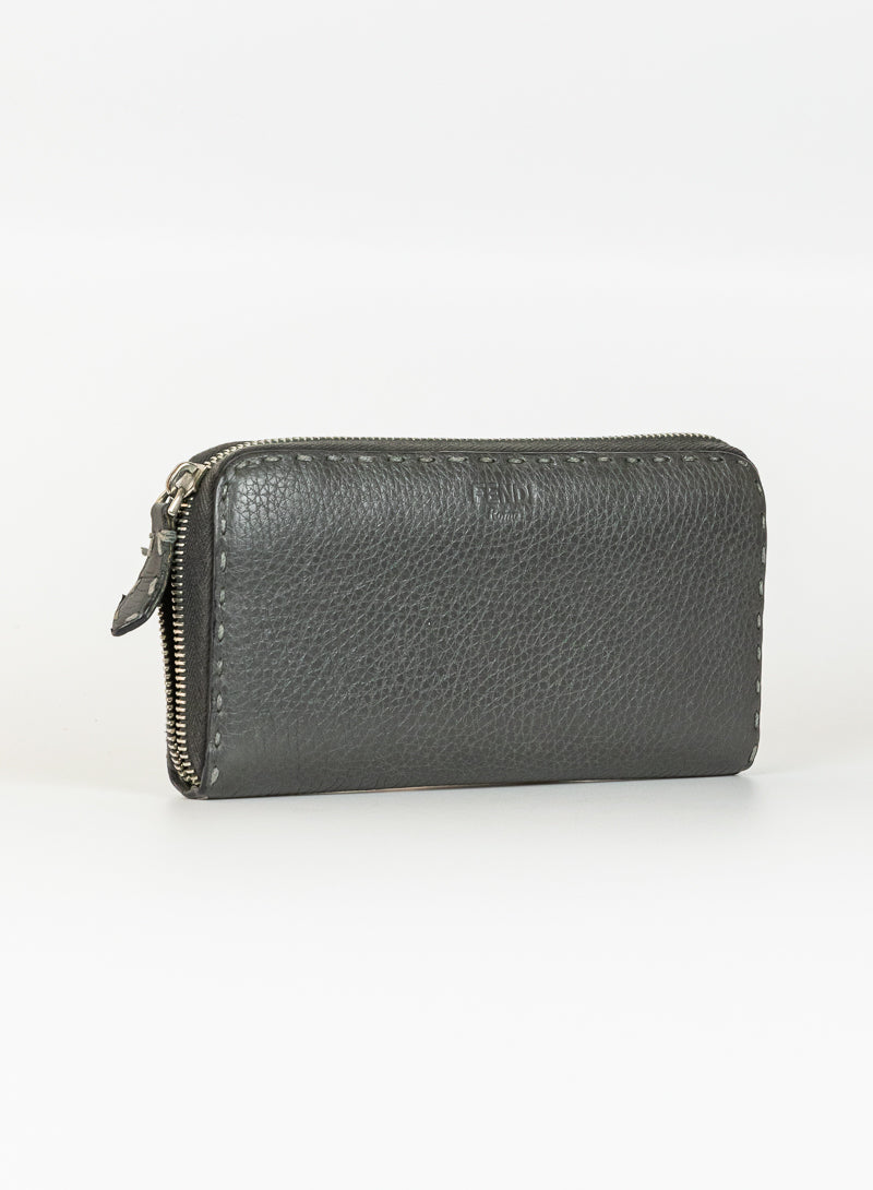 Fendi Selleria Gray leather wallet