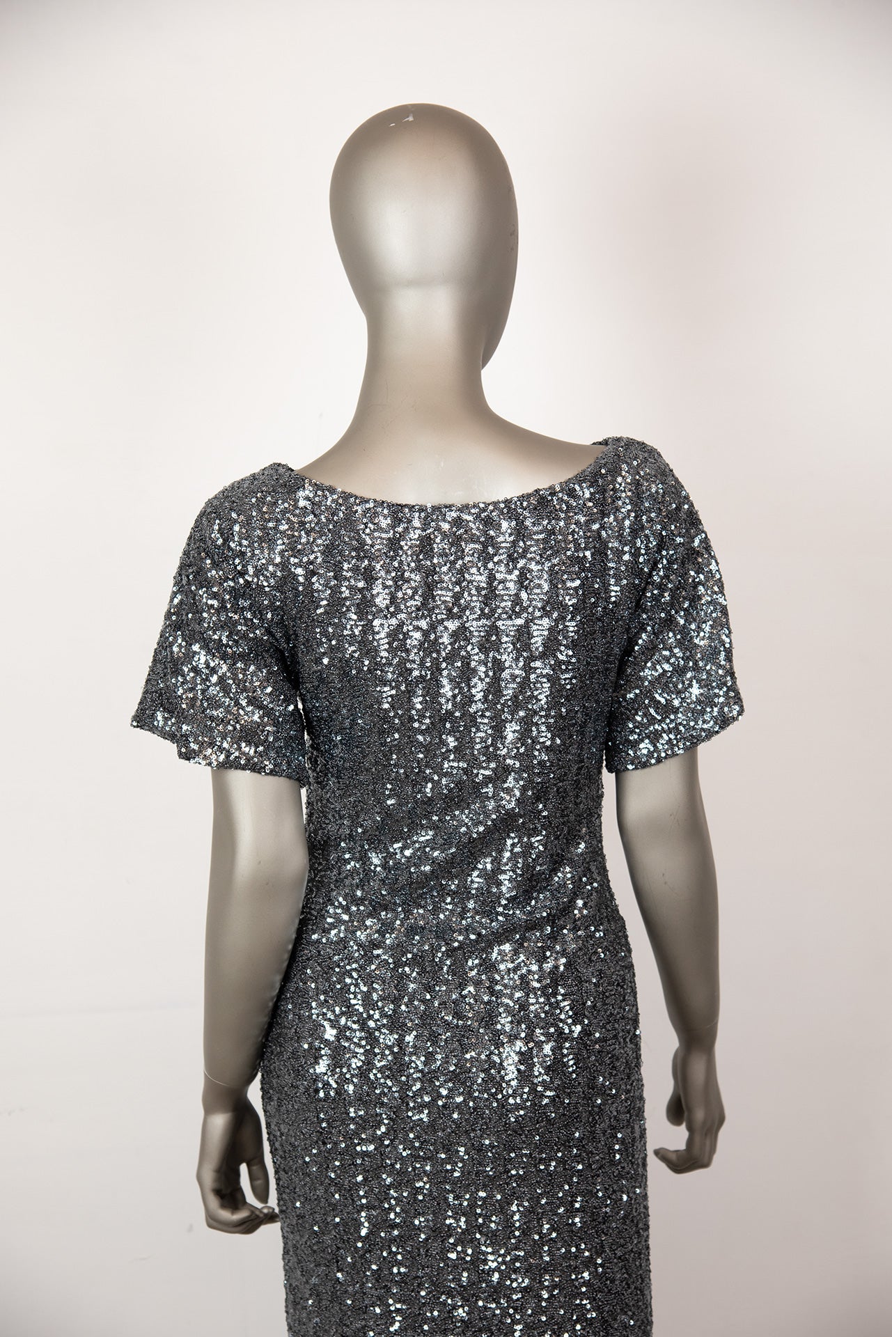 N°21 Abito con pailettes argento a maniche corte - Tg. 40 - lesleyluxuryvintage