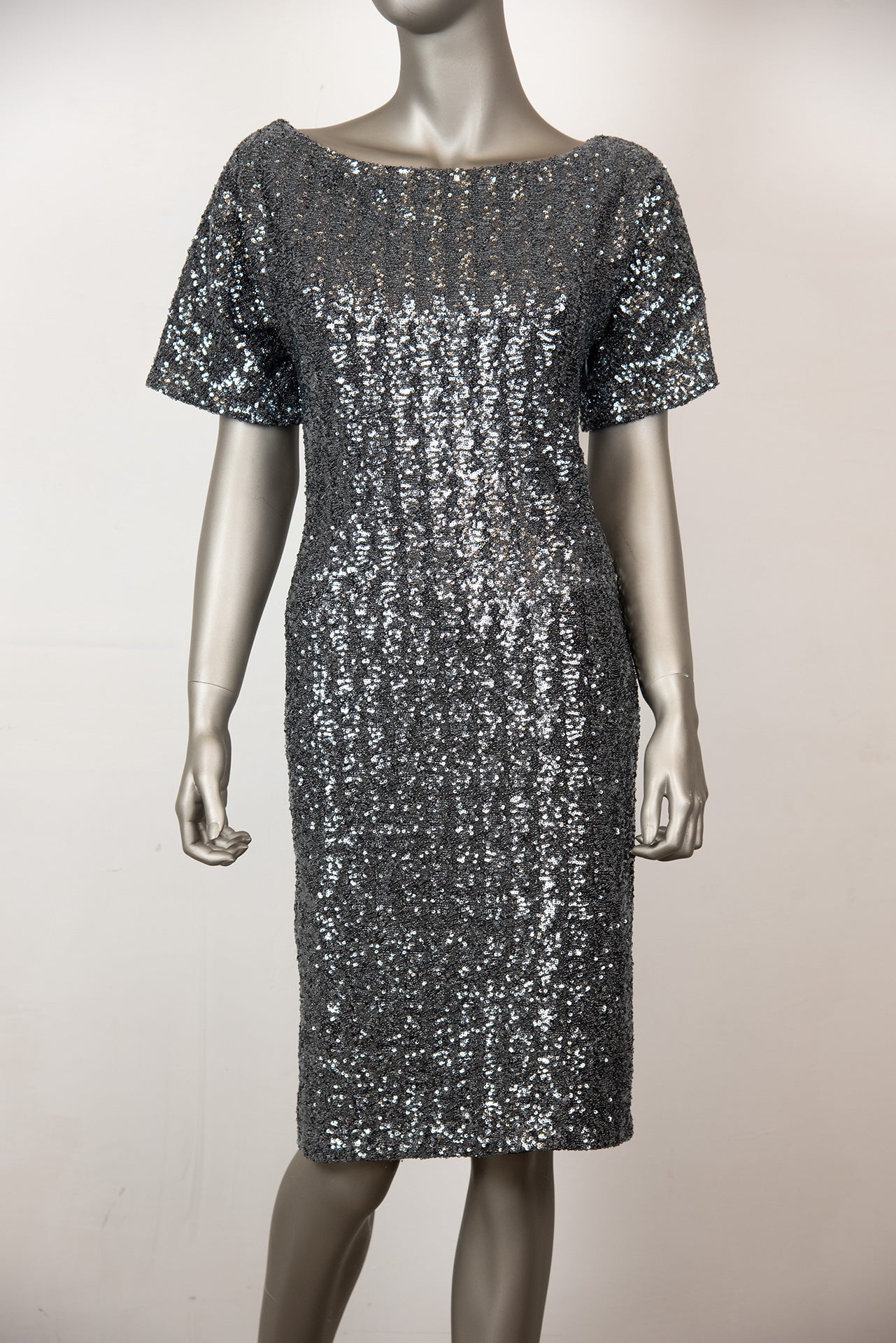 N°21 Abito con pailettes argento a maniche corte - Tg. 40 - lesleyluxuryvintage