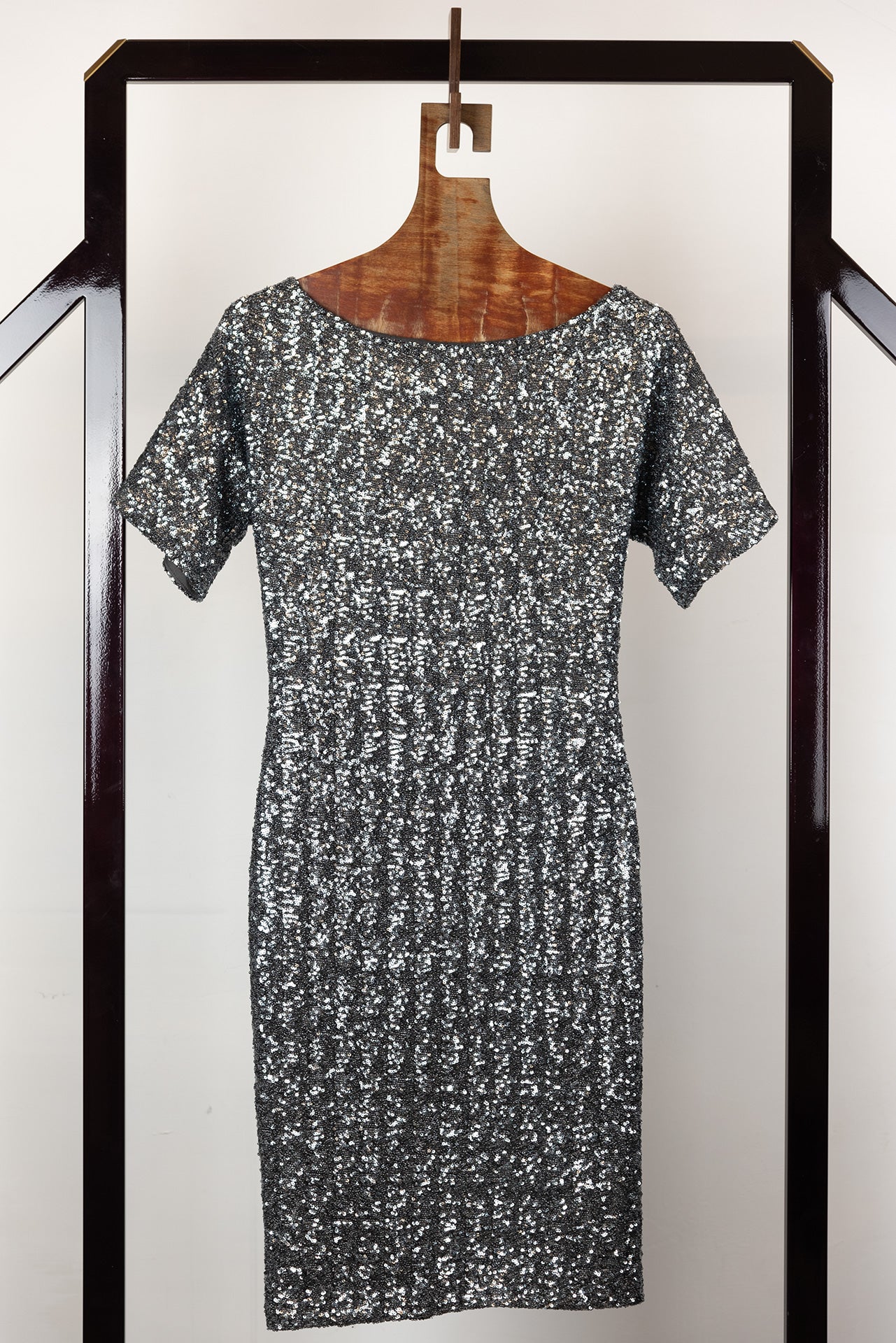 N°21 Abito con pailettes argento a maniche corte - Tg. 40 - lesleyluxuryvintage
