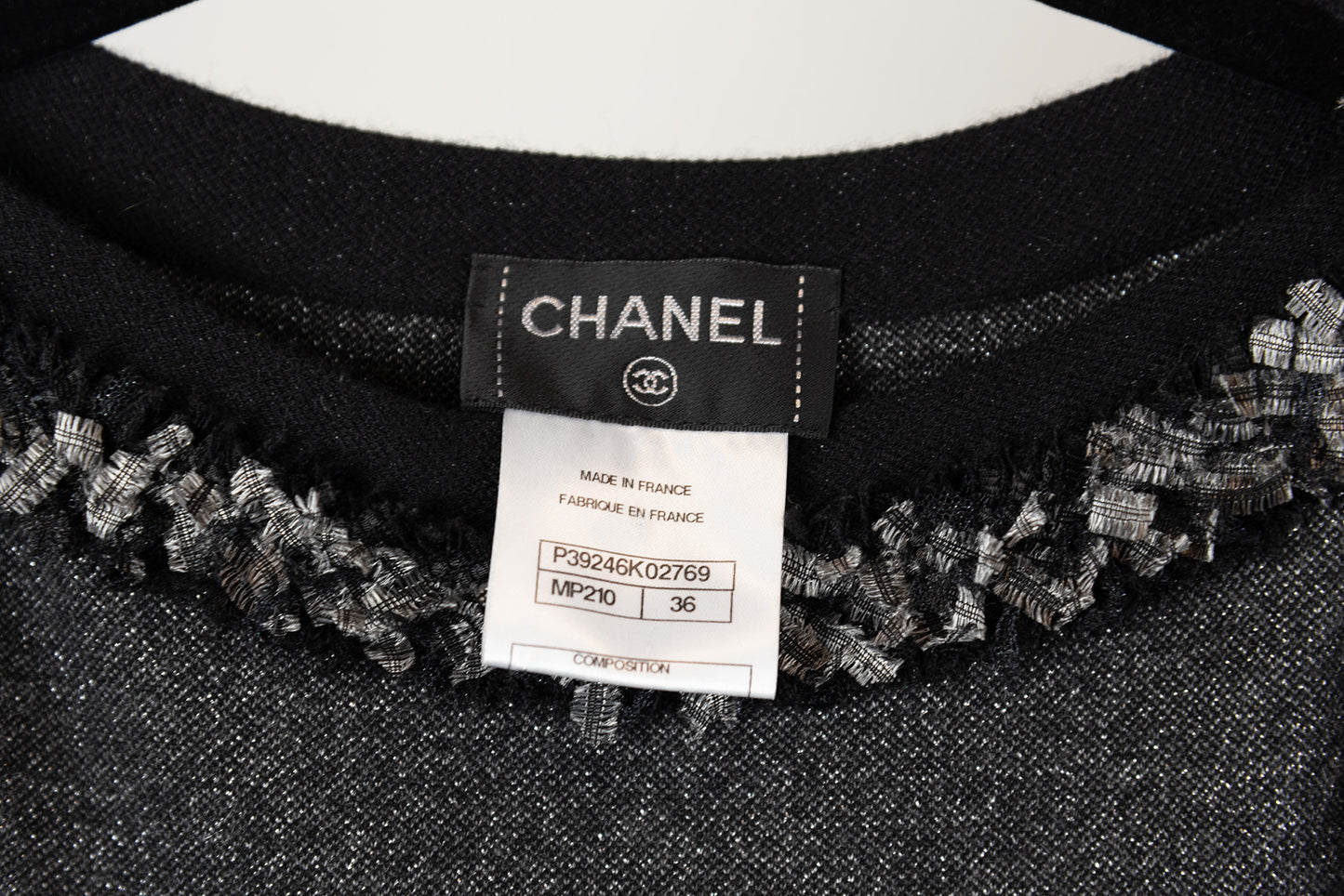 Chanel Abito a tubino grigio melange in lurex e cashmere - Tg. 40 - lesleyluxuryvintage