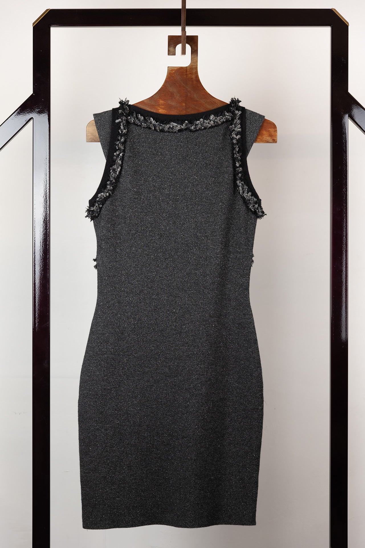Chanel Abito a tubino grigio melange in lurex e cashmere - Tg. 40 - lesleyluxuryvintage
