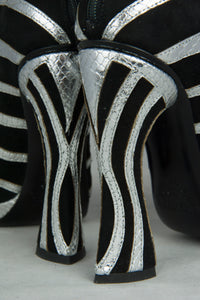 Rodarte Stivaletti con tacco argento e nero a strisce - N. 39 -  lesleyluxuryvintage