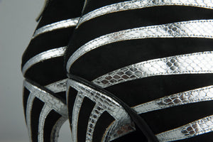 Rodarte Stivaletti con tacco argento e nero a strisce - N. 39 -  lesleyluxuryvintage