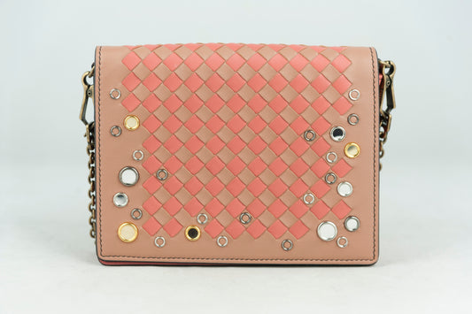 Bottega Veneta Wallet on chain Parme in pink leather