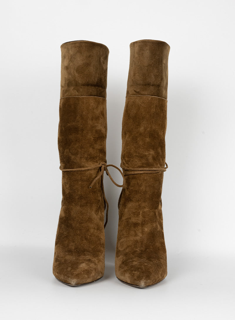 Saint Laurent Cognac suede boots with heels - N. 37