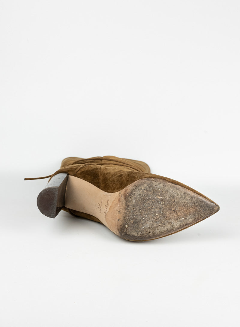 Saint Laurent Cognac suede boots with heels - N. 37