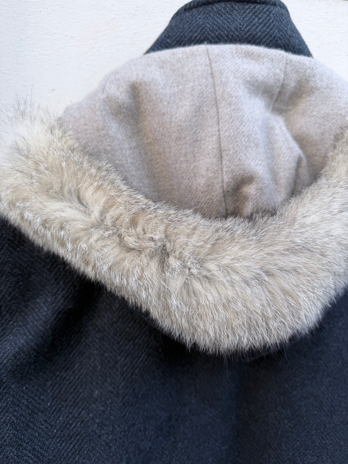 Loro Piana giaccone blu spinato cash/wool