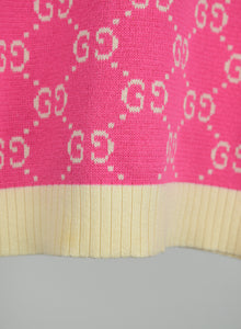 Gucci Pull in lana rosa con GG oro - Tg. M