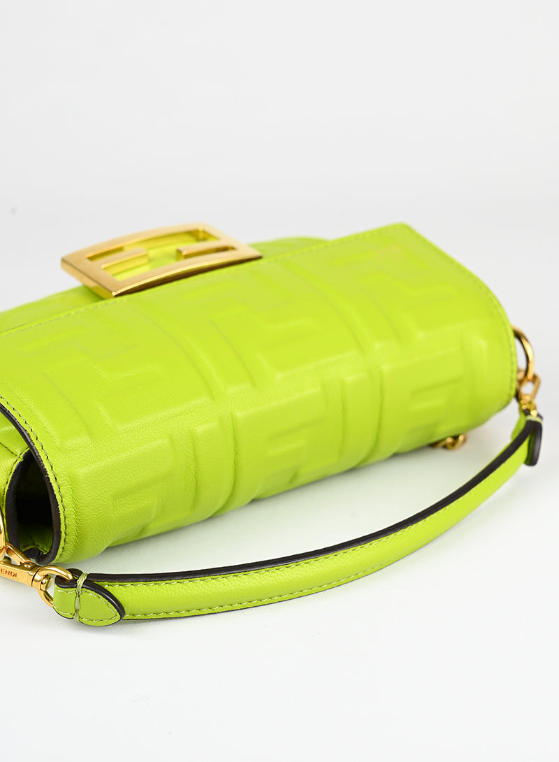 Fendi Borsa Baguette in pelle verde