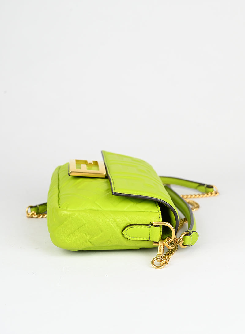 Fendi Borsa Baguette in pelle verde
