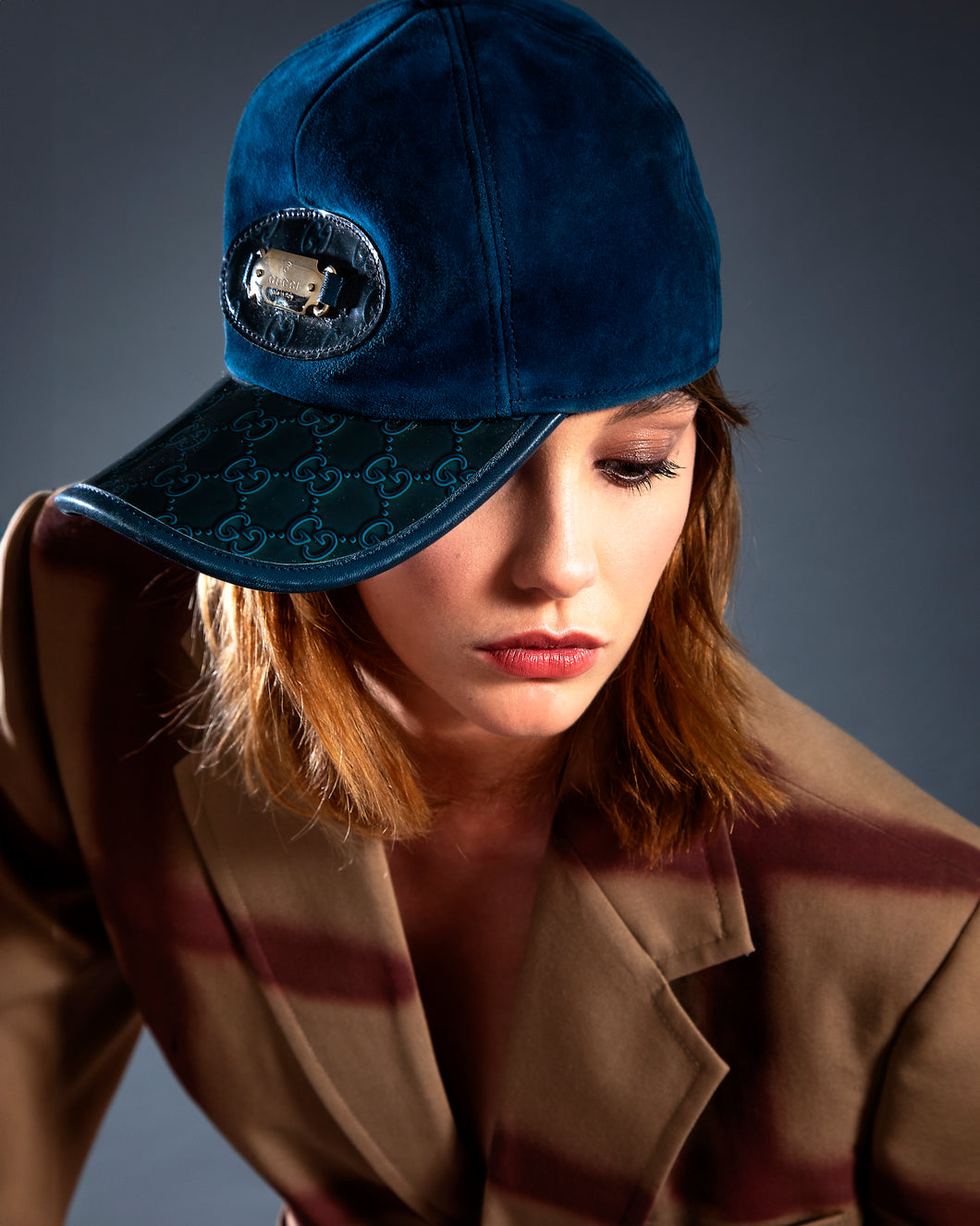 Gucci cappello suede blu