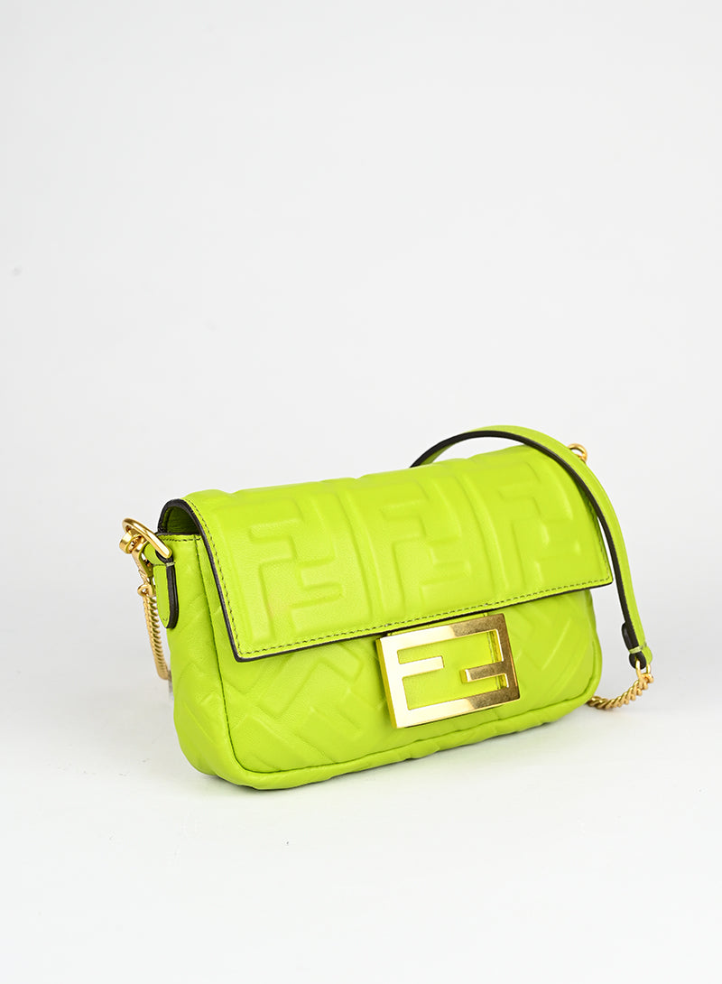 Fendi Borsa Baguette in pelle verde