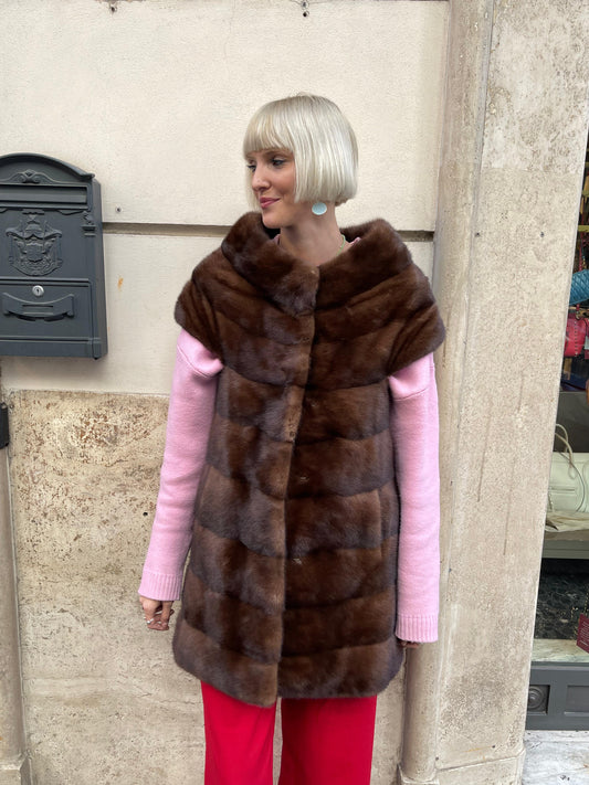 Pepe Pelliccia di visone marrone - Tg. 42